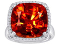 Star K Large Cushion-Cut Simulated Garnet Halo Ring