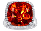 Star K Large Cushion-Cut Simulated Garnet Halo Ring