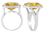 Star K Large Cushion-Cut Simulated Citrine Halo Ring