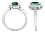 Star K Emerald Cut Simulated Emerald Halo Ring
