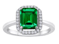 Star K Emerald Cut Simulated Emerald Halo Ring