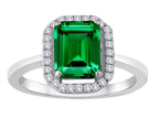Star K Emerald Cut Simulated Emerald Halo Ring
