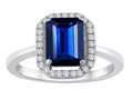 Star K™ Emerald Cut Created Sapphire Halo Ring
