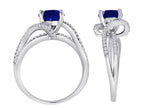 Star K Round Created Sapphire Bypass Wedding Ring