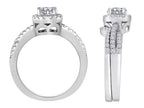 Star K Round White Topaz Halo Wedding Set