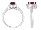Star K Oval Created Ruby Halo Ring