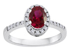 Star K Oval Created Ruby Halo Ring
