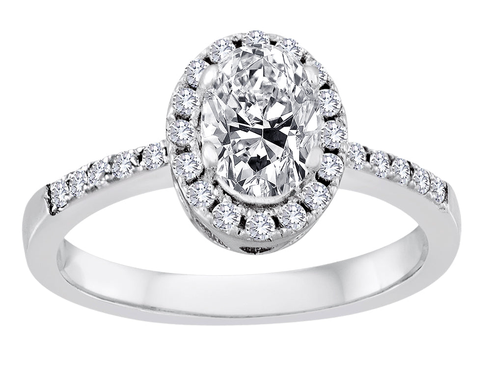 Star K Oval White Topaz Halo Ring