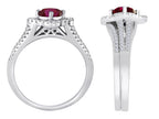 Star K Round 6mm Created Ruby Halo Wedding Set