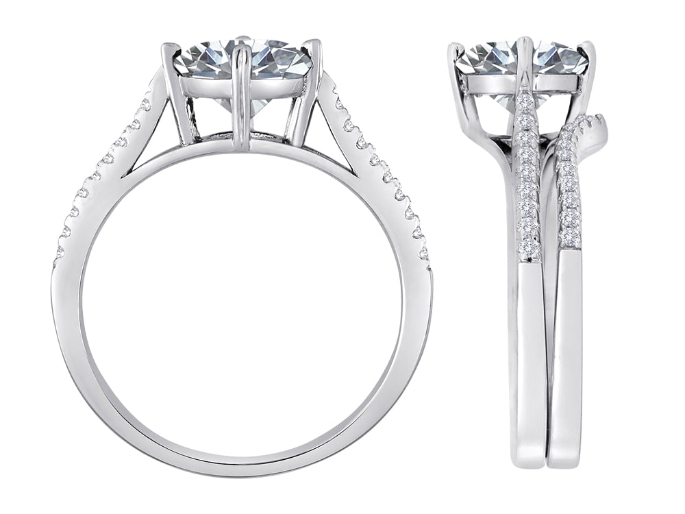 Star K Round White Topaz Wedding Set