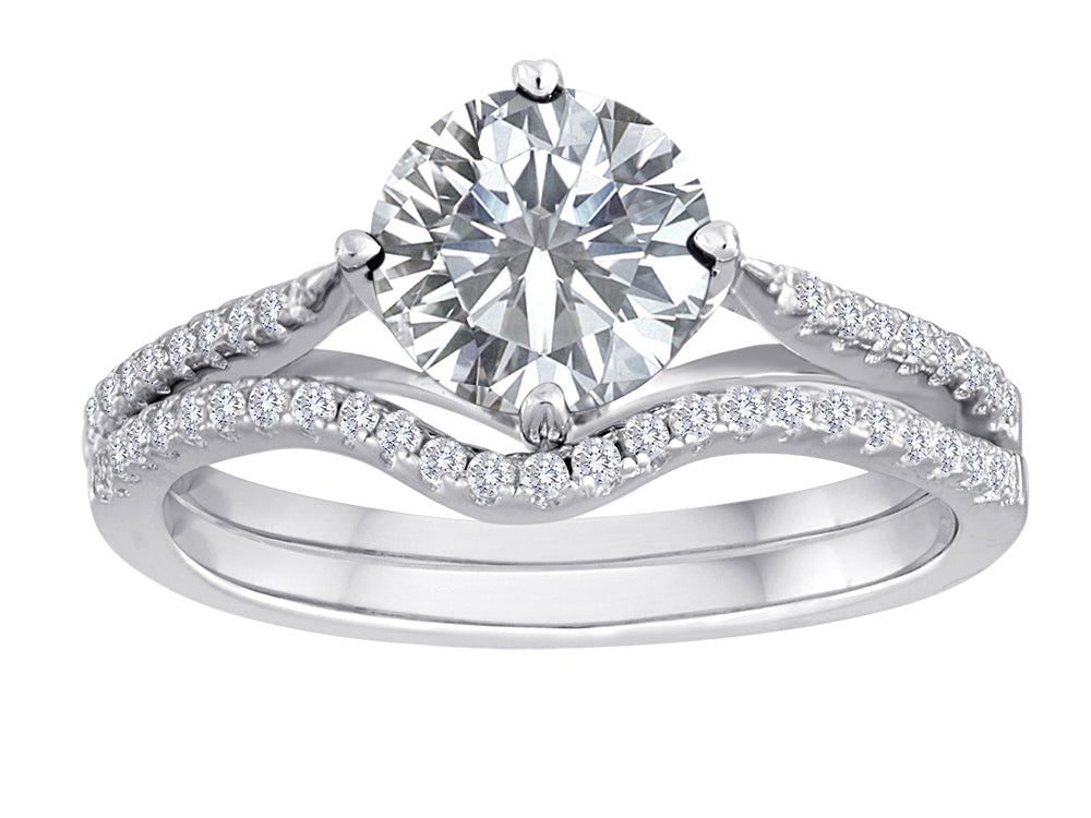 Star K Round White Topaz Wedding Set