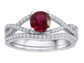 Star K Round Created Ruby Wedding Set