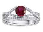 Star K Round Created Ruby Wedding Set
