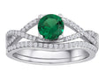 Star K Round Simulated Emerald Wedding Set