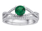 Star K Round Simulated Emerald Wedding Set