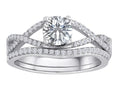 Star K Round White Topaz Wedding Set