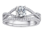 Star K Round White Topaz Wedding Set