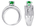 Star K Round Simulated Emerald Wedding Set