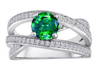 Star K Round Simulated Emerald Wedding Set