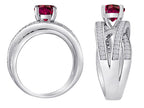 Star K Round Created Ruby Wedding Set