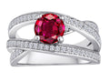 Star K Round Created Ruby Wedding Set