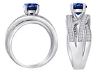 Star K Round Created Sapphire Wedding Set