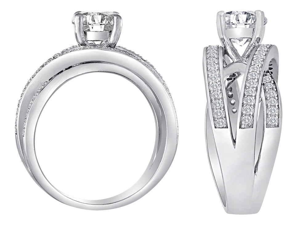 Star K Round White Topaz Wedding Set