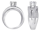Star K Round White Topaz Wedding Set