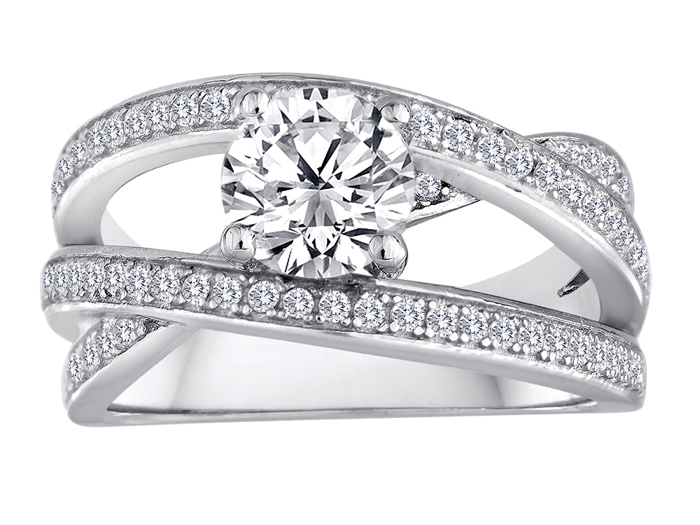 Star K Round White Topaz Wedding Set
