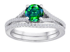 Star K Round Simulated Emerald Wedding Set