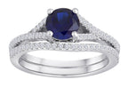 Star K Round Created Sapphire Wedding Set