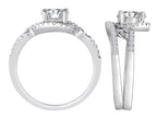 Star K Round White Topaz Halo Wedding Set