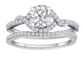 Star K Round White Topaz Halo Wedding Set