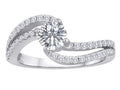 Star K Round White Topaz Bypass Wedding Ring