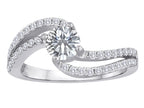 Star K Round White Topaz Bypass Wedding Ring