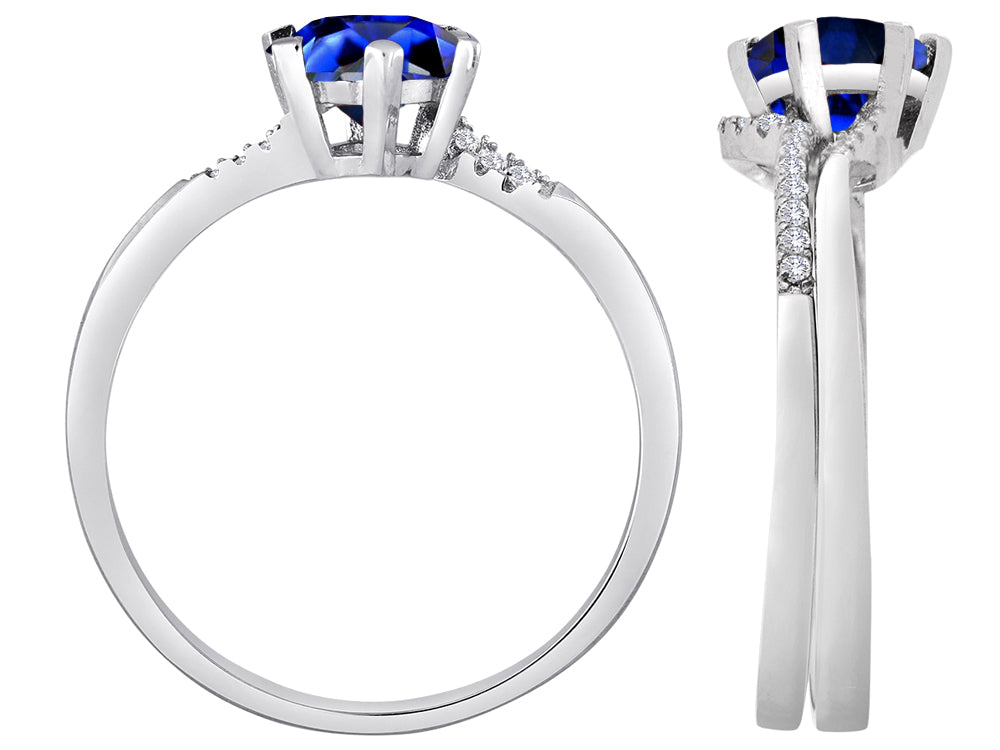 Star K Round Created Sapphire Wedding Set