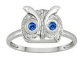 Star K Round Created Sapphire Good Luck Owl Ring