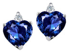 Tommaso Design™ Heart Shape Created Blue Sapphire Earrings Studs