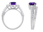 Star K Round Simulated Amethyst Wedding Set