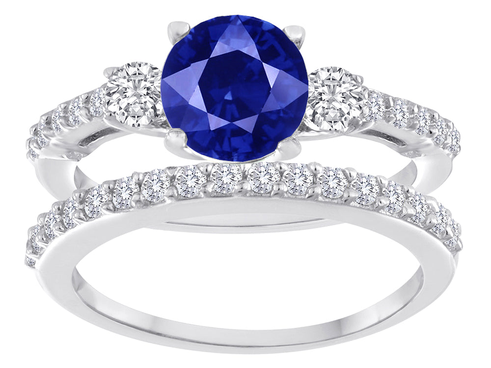 Star K Round Created Sapphire Wedding Set