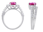 Star K Round Created Pink Sapphire Wedding Set