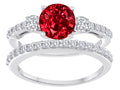 Star K Round Created Ruby Wedding Set