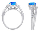 Star K Round Simulated Blue Opal Wedding Set