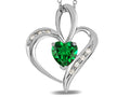 Star K™ Heart Shape 6mm Simulated Emerald Pendant Necklace