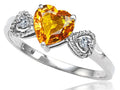 Tommaso Design Genuine Citrine Heart Shape Engagement Promise Ring
