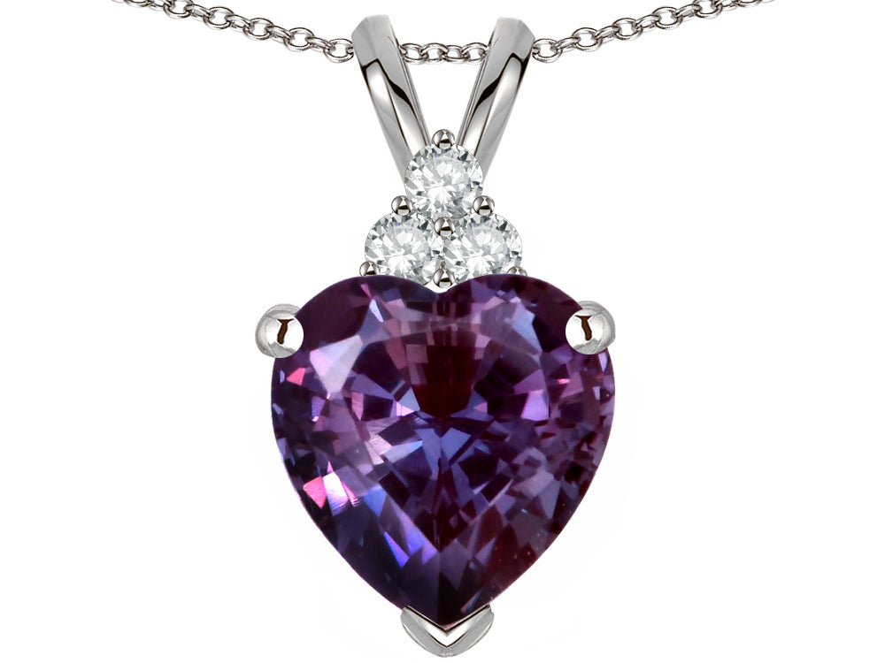 Tommaso Design™ Heart Shape 8mm Simulated Alexandrite Pendant Necklace
