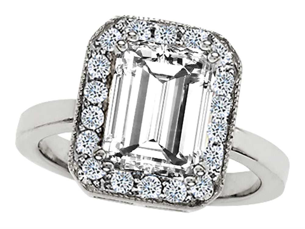 Star K Emerald Cut Genuine White Topaz Ring