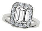 Star K Emerald Cut Genuine White Topaz Ring