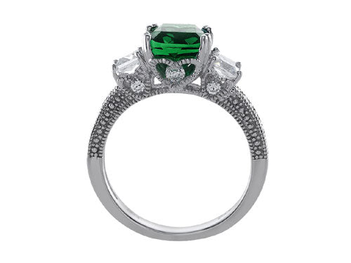 Star K 7mm Round Simulated Emerald Ring