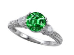 Star K 7mm Round Simulated Emerald Ring